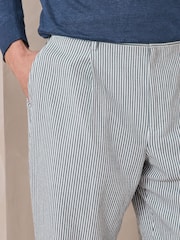 Albastru - Relaxed Fit Seersucker Stripe Suit Trousers - Imaginea 3 din 9