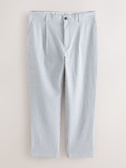 Albastru - Relaxed Fit Seersucker Stripe Suit Trousers - Imaginea 5 din 9