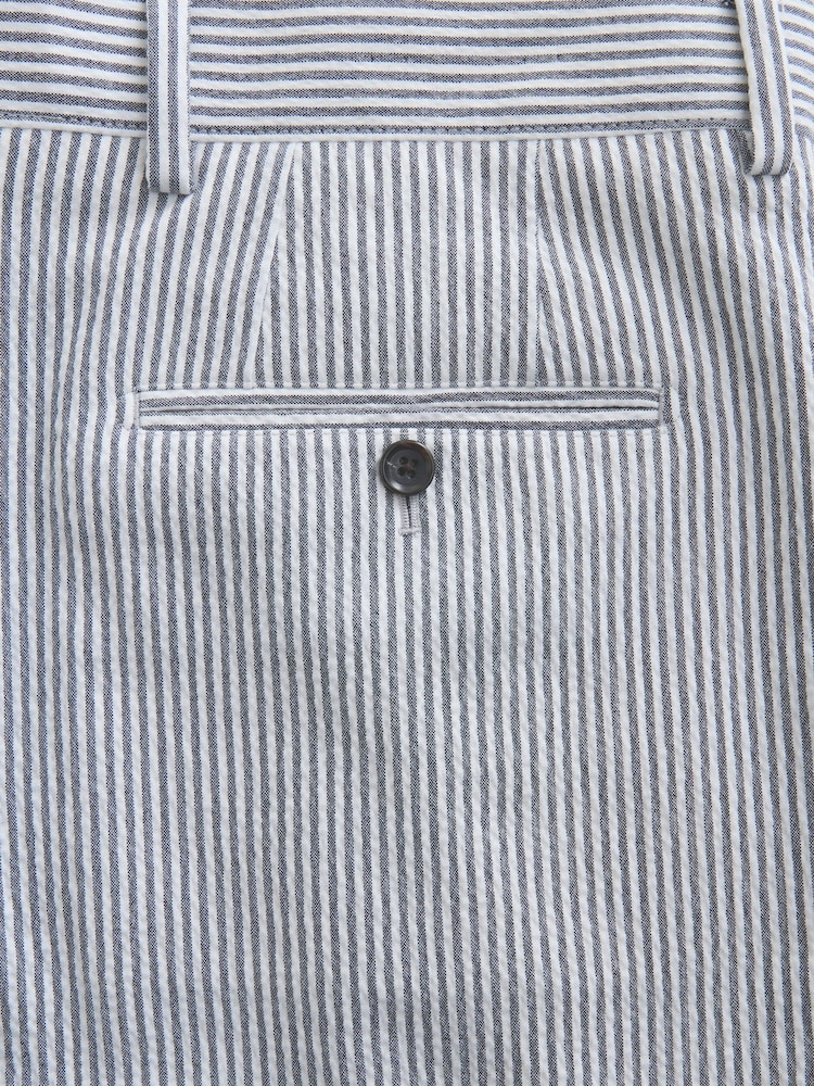 Albastru - Relaxed Fit Seersucker Stripe Suit Trousers - Imaginea 9 din 9