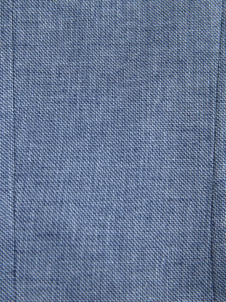 Blue Double Breasted Linen Blend Texture Suit Jacket - Image 2 of 5
