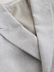 Grey Double Breasted Linen Blend Texture Suit Jacket - Image 2 of 5