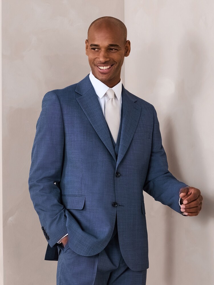 Blue Tailored Fit N.Premium Merino Wool Blend Texture Suit Jacket - Image 2 of 8