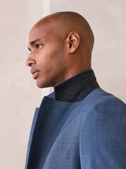 Blue Tailored Fit N.Premium Merino Wool Blend Texture Suit Jacket - Image 5 of 8