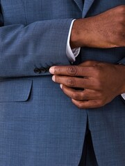 Blue Tailored Fit N.Premium Merino Wool Blend Texture Suit Jacket - Image 6 of 8