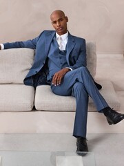 Blue Tailored Fit N.Premium Merino Wool Blend Texture Suit Jacket - Image 7 of 8