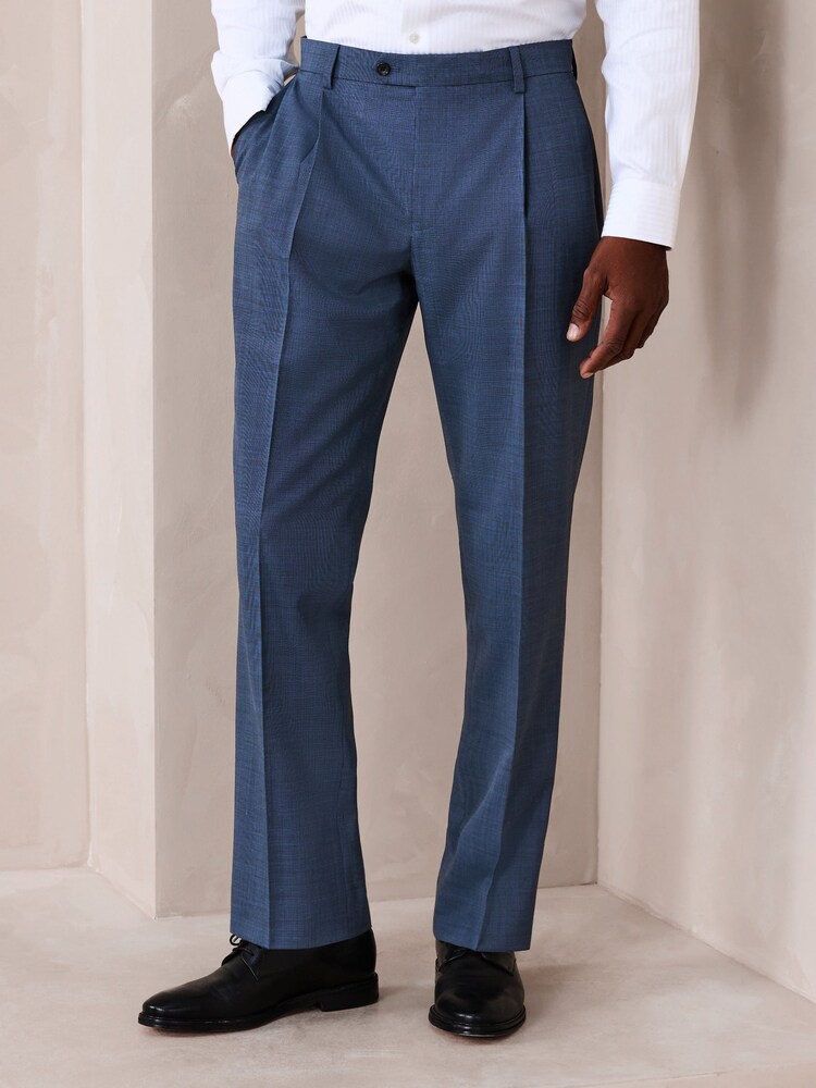 Blue N.Premium Tailored Fit Merino Wool Blend Texture Suit Trousers - Image 1 of 5 Blue N.Premium Tailored Fit Merino Wool Blend Texture Suit Trousers - Image 1 of 5