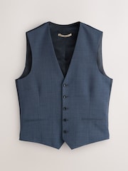 Albastru - N.Premium Merino Wool Blend Texture Suit Waistcoat - Imaginea 5 din 8