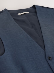 Albastru - N.Premium Merino Wool Blend Texture Suit Waistcoat - Imaginea 6 din 8