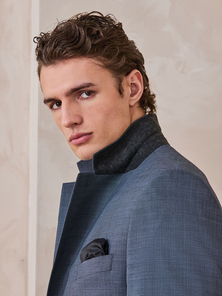 Grey Tailored Fit N.Premium Merino Wool Blend Texture Suit Jacket - Image 5 of 5