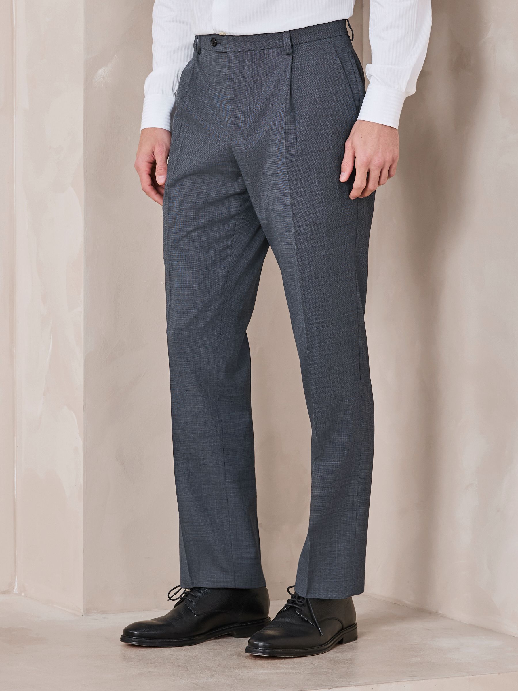 Buy Grey N.Premium Tailored Fit Texture Suit Trousers with Wool