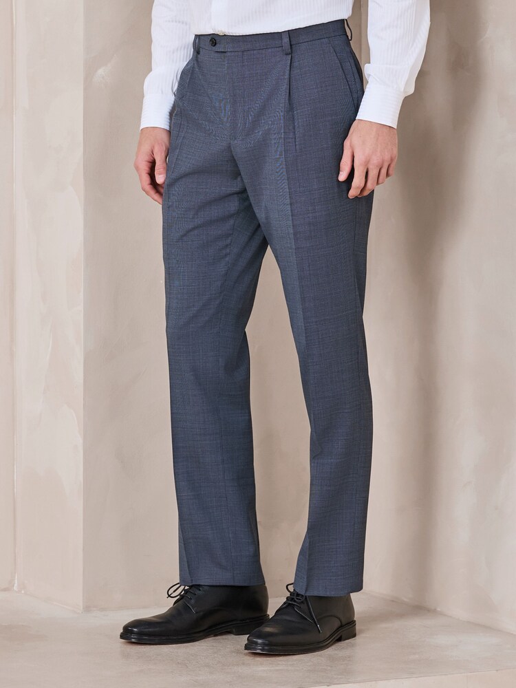 Grey N.Premium Tailored Fit Merino Wool Blend Texture Suit Trousers - Image 1 of 4 Grey N.Premium Tailored Fit Merino Wool Blend Texture Suit Trousers - Image 1 of 4