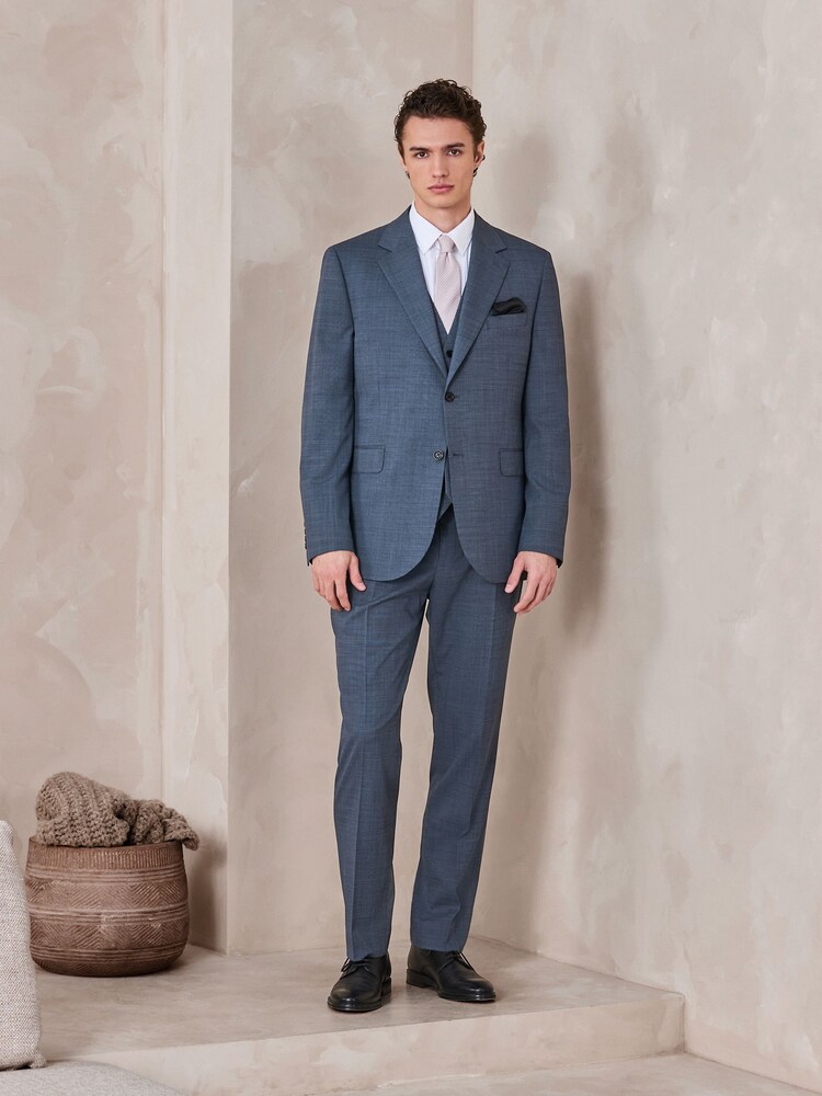 Grey N.Premium Tailored Fit Merino Wool Blend Texture Suit Trousers - Image 2 of 4 Grey N.Premium Tailored Fit Merino Wool Blend Texture Suit Trousers - Image 2 of 4