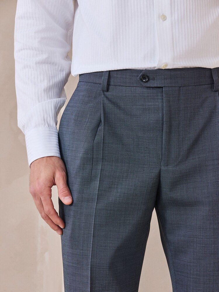 Grey N.Premium Tailored Fit Merino Wool Blend Texture Suit Trousers - Image 4 of 4 Grey N.Premium Tailored Fit Merino Wool Blend Texture Suit Trousers - Image 4 of 4