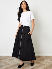 Saia de popeline de cotton Threadbare com zíper - Imagem 1 de 4