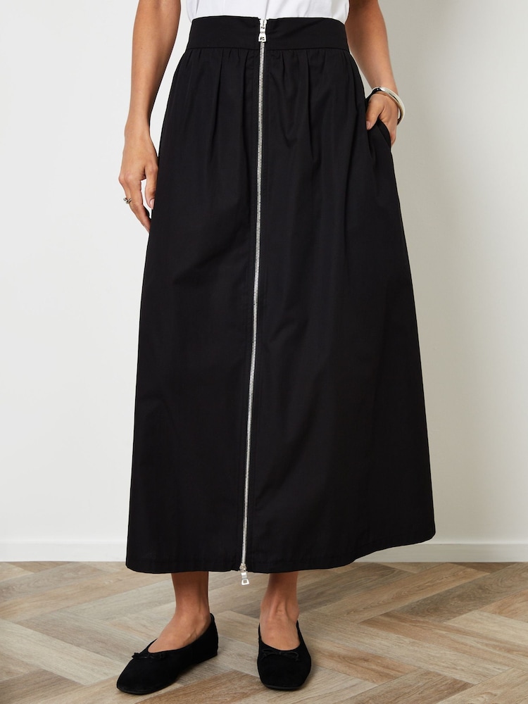 Saia de popeline de cotton Threadbare com zíper - Imagem 2 de 4