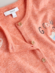 Orange Embroidery Crew Neck Knitted Cardigan - Image 7 of 9