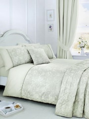 Dreams & Drapes Green Jasmine Jacquard Filled Cushion - Image 3 of 3