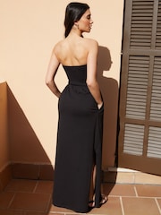 Threadbare Black 100% Cotton Jersey Bandeau Maxi Dress with Pockets - Image 3 of 5