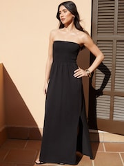 Threadbare Black 100% Cotton Jersey Bandeau Maxi Dress with Pockets - Image 5 of 5