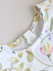 Pink Floral Frill Shoulder Baby Rompers 3 Pack - Image 10 of 12