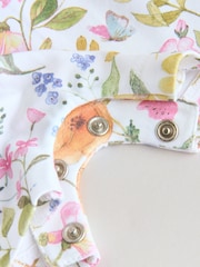 Pink Floral Frill Shoulder Baby Rompers 3 Pack - Image 11 of 12