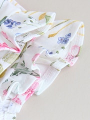 Pink Floral Frill Shoulder Baby Rompers 3 Pack - Image 12 of 12