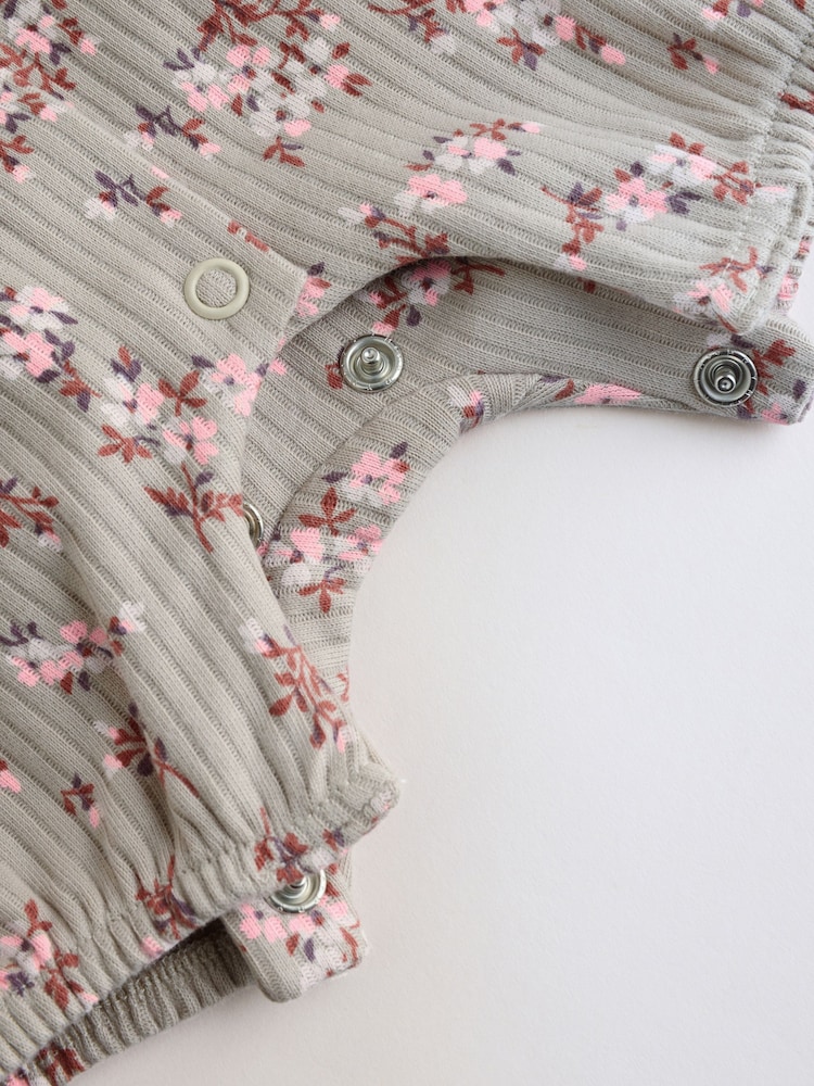Neutral Floral Popper Through Jersey Baby Rompers 4 Pack - Image 12 of 12