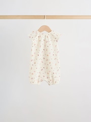Neutral Floral Popper Through Jersey Baby Rompers 4 Pack - Image 4 of 12