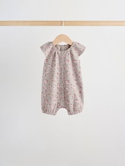Neutral Floral Popper Through Jersey Baby Rompers 4 Pack - Image 5 of 12