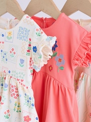 Rot und Weiß gemustert bestickt - Baby-Strampelanzüge aus Jersey im 3er-Pack - Bild 5 von 13