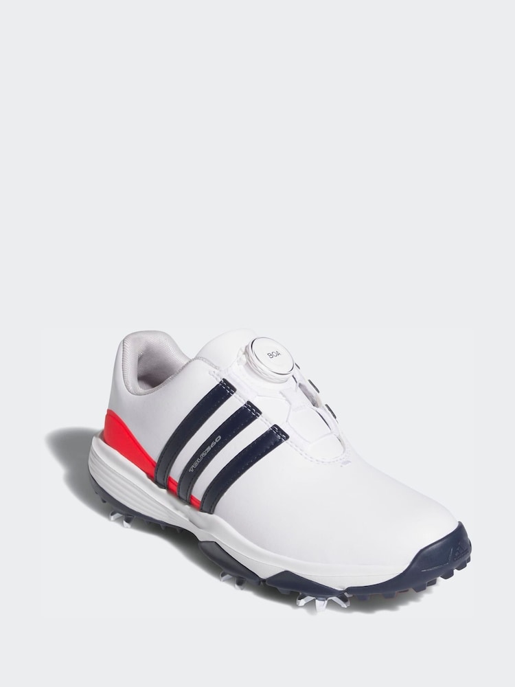 adidas Golf White/Blue Tour 360 24 Boa Kids Shoes - Image 1 of 10