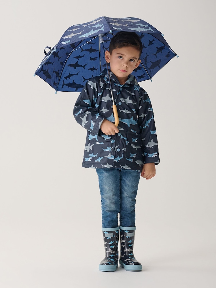 Hatley Blue Shark Frenzy Raincoat - Image 1 of 3 Hatley Blue Shark Frenzy Raincoat - Image 1 of 3