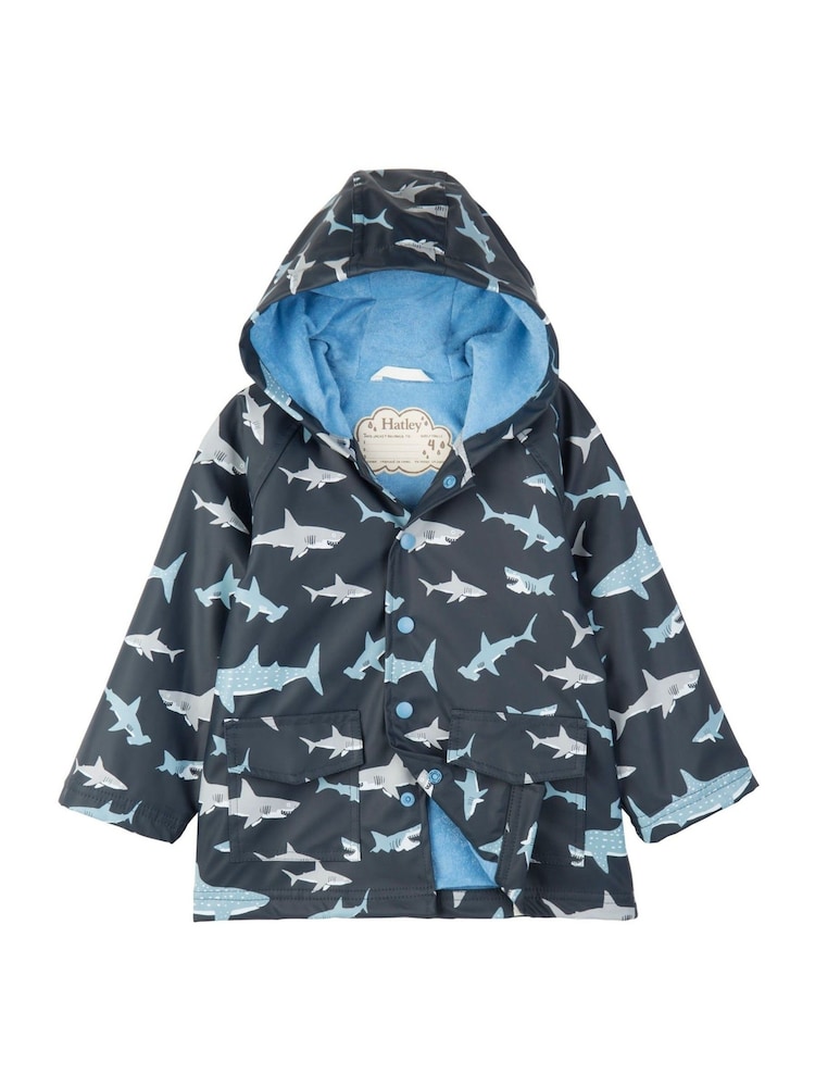 Hatley Blue Shark Frenzy Raincoat - Image 3 of 3 Hatley Blue Shark Frenzy Raincoat - Image 3 of 3