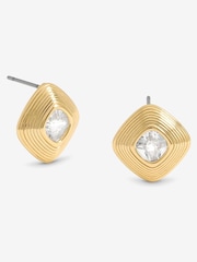 Jon Richard Gold Tone Ridge And Crystal Stud Earrings - Image 1 of 5