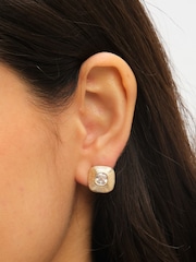 Jon Richard Gold Tone Ridge And Crystal Stud Earrings - Image 2 of 5