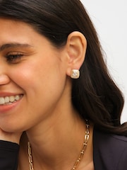 Jon Richard Gold Tone Ridge And Crystal Stud Earrings - Image 4 of 5
