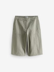 Khaki Green Knee Length Utility Shorts - Image 1 of 1
