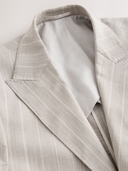 Stone N. Premium Tailored Fit Lyocell Linen Blend Stripe Suit Jacket - Image 10 of 13