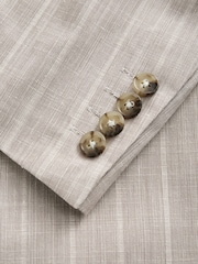 Stone N. Premium Tailored Fit Lyocell Linen Blend Stripe Suit Jacket - Image 13 of 13