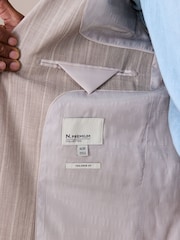 Stone Tailored Fit Lyocell Linen Blend Stripe Suit Jacket - Image 4 of 7