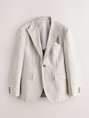 Stone N. Premium Tailored Fit Lyocell Linen Blend Stripe Suit Jacket - Image 8 of 13