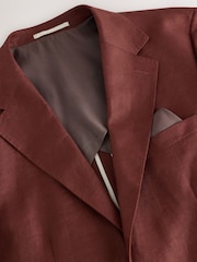 Brown N.Premium Tailored Fit Linen Suit Jacket - Image 11 of 13