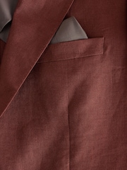 Brown N.Premium Tailored Fit Linen Suit Jacket - Image 12 of 13