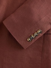 Brown N.Premium Tailored Fit Linen Suit Jacket - Image 13 of 13