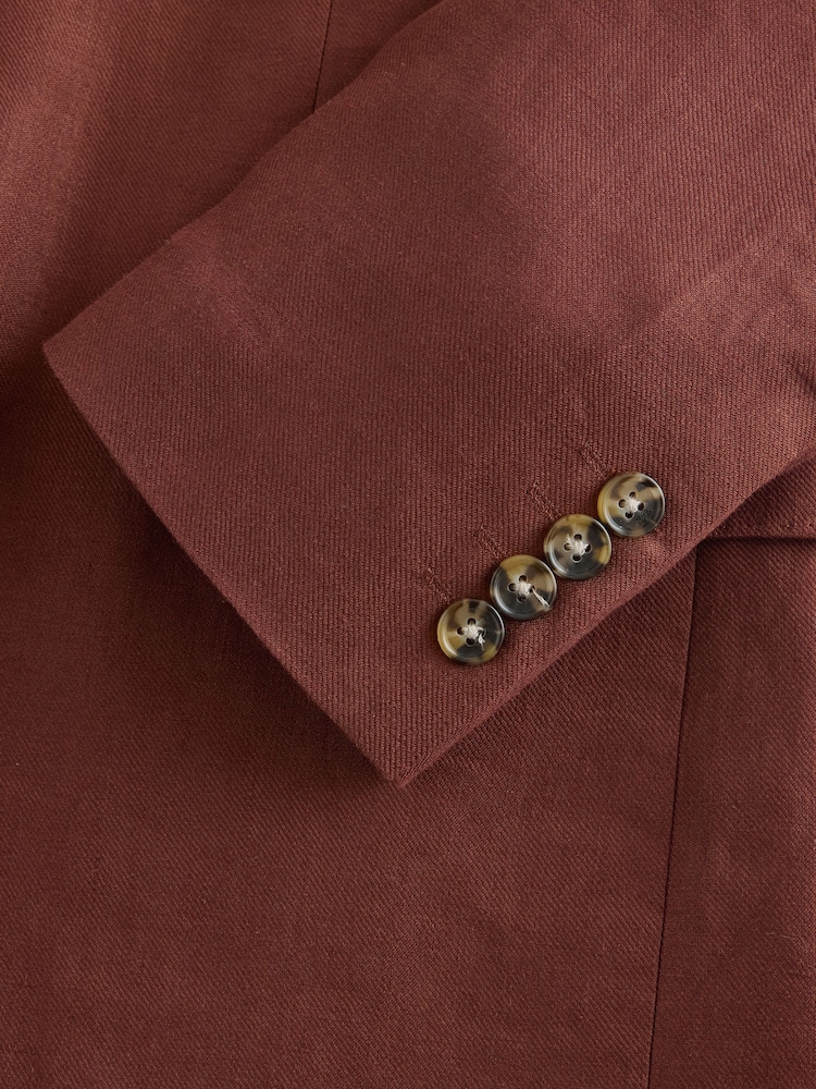 Brown N.Premium Tailored Fit Linen Suit Jacket - Image 13 of 13