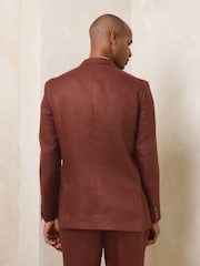 Brown N.Premium Tailored Fit Linen Suit Jacket - Image 3 of 13