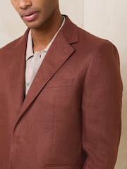 Brown N.Premium Tailored Fit Linen Suit Jacket - Image 5 of 13