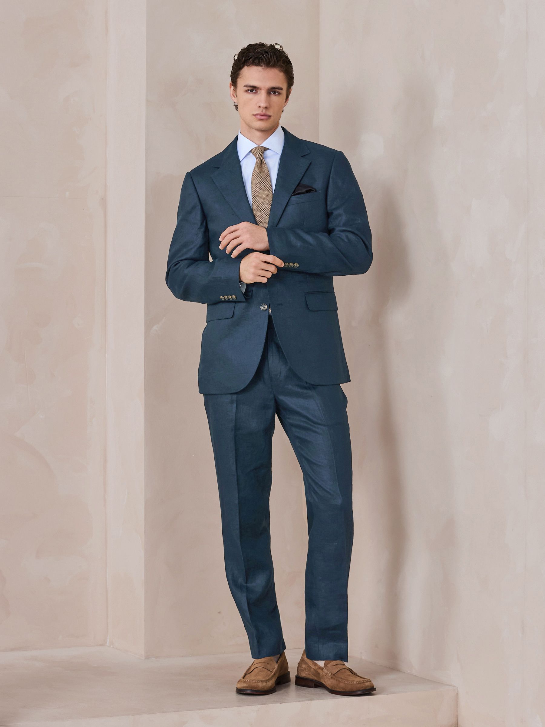 Buy Blue N.Premium Tailored Fit 100% Linen Suit Jacket from Next USA