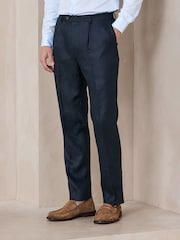 Blue N.Premium Tailored Fit 100% Linen Suit Trousers - Image 1 of 10