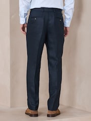 Blue N.Premium Tailored Fit 100% Linen Suit Trousers - Image 2 of 10